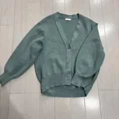 earth music&ecology グリーン Vネック カーディガン
