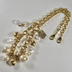 【美品】サマンサベガ バッグチャーム パール ハート ゴールド