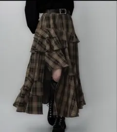LADIES アシメフリルスリットスカート チェックのサムネイル