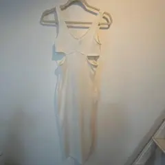 ホワイト ノースリーブ ニットワンピース XS