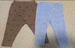 ベビー レギンス 80cm 茶色 動物柄 青 ストライプ