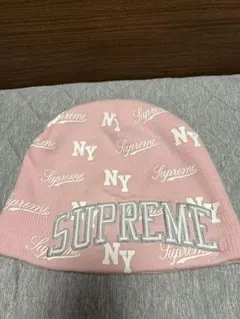 k*o様 Supreme ニット帽 ビーニー ピンク NYロゴのサムネイル