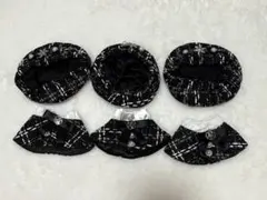 ぬい服10㎝　着ぐるみ服　着せ替え　ポンチョ　3枚セット白　黒　ツイード服