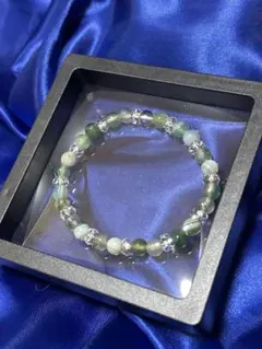 天然石ブレスレット グリーンアゲート と 水晶