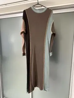 BEAMS 配色 クレイジーパターン ワッフルワンピース