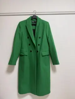 【極美品】ザラ　マンテコ　チェスターコート　グリーン　M 2026年最新】ZARA カラー：グリーン系 レディース チェスターコートの