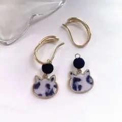 ❤️お得セット❤️2way♪ イヤーカフ ＆ カフチャーム　ファーネコちゃん　両耳用