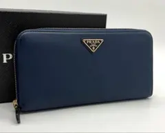 ⭐️美品 プラダ サフィアーノ トライアングル ラウンドファスナー 長財布 ブルー