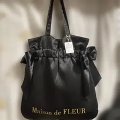 メゾンドフルール　痛バック　推し活　ダブルリボントートバッグ　ブラック