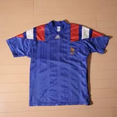 90s adidas フランス代表 ユニフォーム 青 サッカーシャツ Ｍ