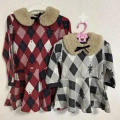 Kladskap ワンピース　赤　グレー　90㎝　120㎝　女の子　お揃い