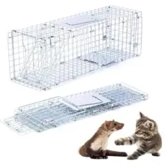 新品✨捕獲器 Lサイズ 79x28x33cm 踏み板式 動物用 野良猫 迷子猫 