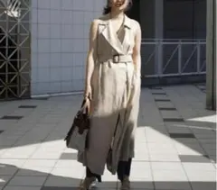 FARY I.D ダブルカラーリネンワンピース ジレ 麻100% サイズ0