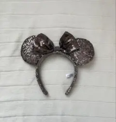ディズニー　カチューシャ　シルバー　ブラウン　スパンコール