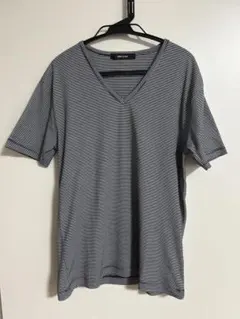 COMME CA MEN ストライプ VネックTシャツ