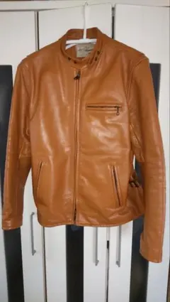 ブラウン レザー シングルライダースジャケット