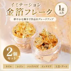 匿名配送 金箔フレーク 2個セット レジン ハンドメイド ネイルアート封入素材