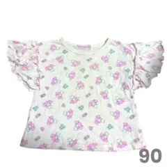 【サンリオマイメロディーフリル半袖Tシャツ90cmピンク】
