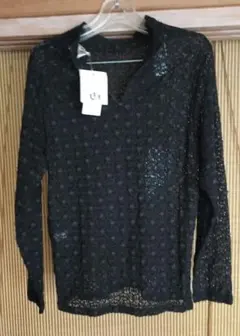 ニット風襟付き長袖トップス