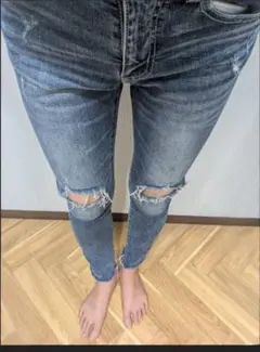 AZUL スキニーデニム ダメージ加工 S
