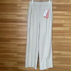 【新品】グローバルワークウツクシルエットワイドパンツMアイボリー