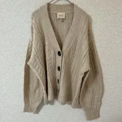 Elie Tahari ケーブル編み ニットカーディガン M ベージュ