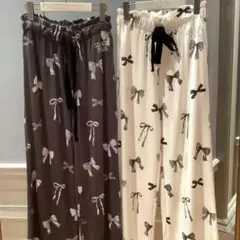 新品ジェラートピケリボン柄プルオーバー&ロングパンツ上下セット