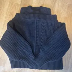 AZUL by moussy ブラックオフショルダーニット S