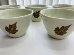 お茶碗　飯椀　食器　木の葉柄　美濃焼　5客セット