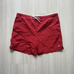 90s ポロバイラルフローレン スイムショーツ XL 水陸両用 白ポニー レッド