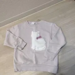 美品 GLOBAL WORK 猫刺繍トレーナー 110