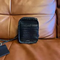 消毒済 ニコアンド スクエアショルダーバッグ ブラック 皮