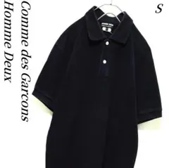 コムデギャルソンオムドゥ　ストライプ　ポロシャツ　半袖　メンズ　S ブラック 2025年最新】COMME des GARCONS HOMME DEUX メンズ ポロシャツの