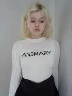 andmary Mary logo knit tops white - メルカリ