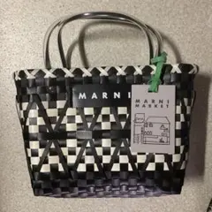 ほぼ未使用♪ MARNI 編み込み チェック柄 かごバッグ アイボリー