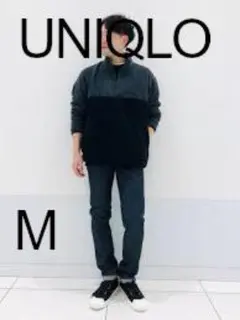 UNIQLOフリースボタンナッププルオーバー M グレー/ブラック