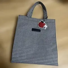 値下げ♡ファミリア ギンガムチェック トートバッグ りんごチャーム付き　大サイズ