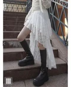 【GRL】2Wayインパン付き前後差ヘムレーススカート[tu1503] ホワイト