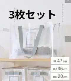 クリアボックスバッグL 3個セット 3coinsのサムネイル
