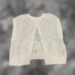 バックリボン ニットベスト アイボリー