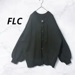 ニットカーディガン 黒 ブラック オーバーサイズ バルーンスリーブ ゆったりL