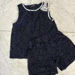 BeBe べべ　ネイビー レース タンクトップとショートパンツセット