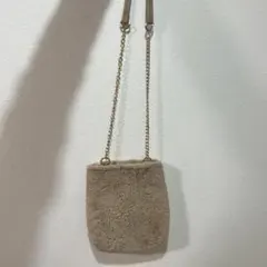 ベージュ ファー ショルダーバッグ