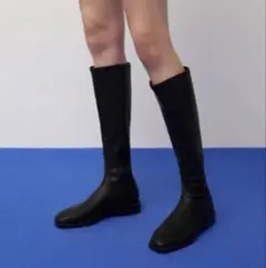 美品⭐︎ブラックレザー ロングブーツ サイドファスナー