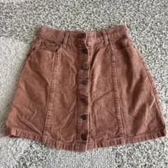 秋冬 ブラウン コーデュロイ ミニスカート ボタンフロント