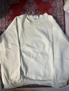 【メキシコ製】ナイキ スモールスウッシュ 刺繍ロゴ スウェット クリーム Lのサムネイル