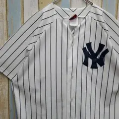 H☆マジェスティック☆ＭＬＢヤンキース☆ベースボールシャツ☆ロゴ刺繍☆ＵＳＡ製