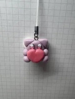 樹脂粘土キーホルダー ねこ ハート 〈10〉
