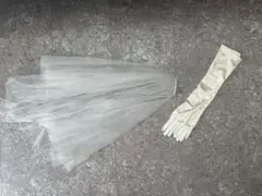 結婚式　グローブ　ベール　ホワイトロンググローブとベールセット