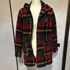 チェック柄 ファスナー付きフード ダッフルコート ラブドラッグストア